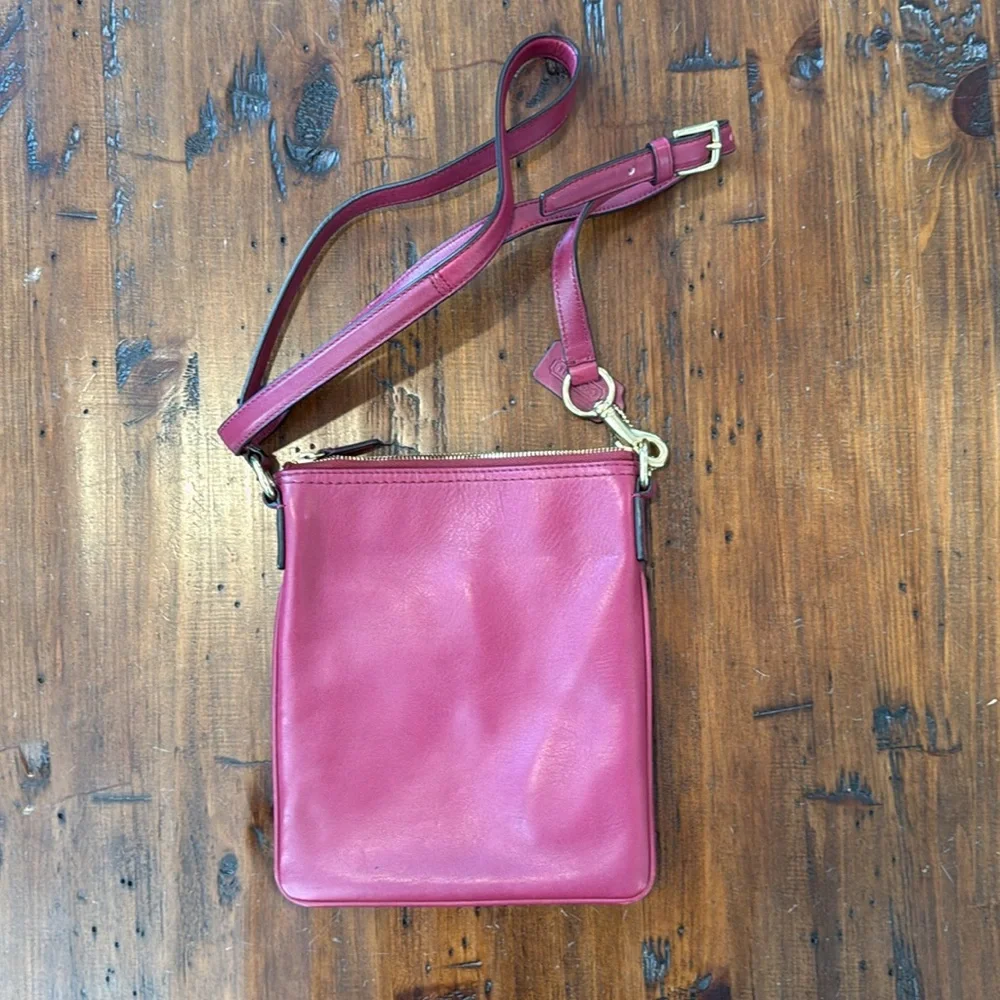 Coach Crossbody Purse Raspberry Pink/Red - Picture 7 of 9